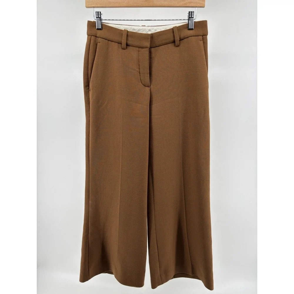 Theory Pants Womens 2 Wool Blend Wide Leg Dress Career Made In‎ USA Preppy Chic